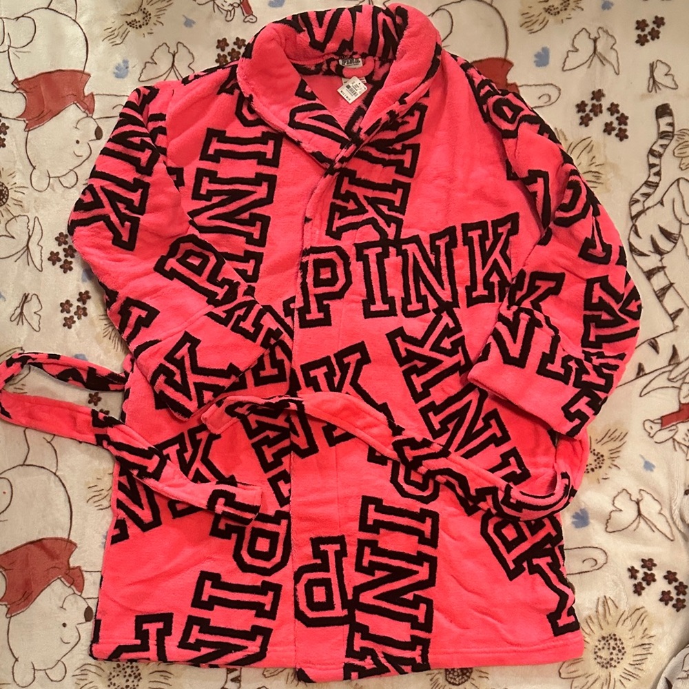 Pink Logo Print Robe
